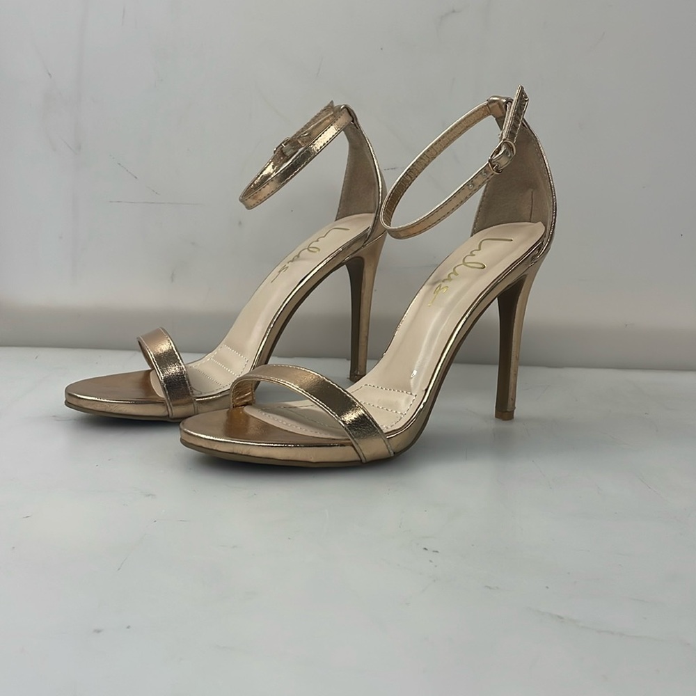 Lulus rose gold strapped heeled sandals size 7 1/2